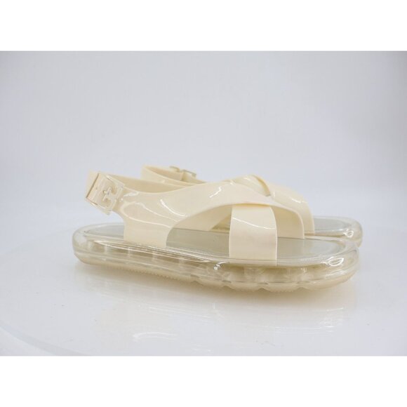 Tory Burch Crisscross Strap Bubble Jelly Sandal Size 9 B Ivory Slingback Flats - Picture 2 of 13